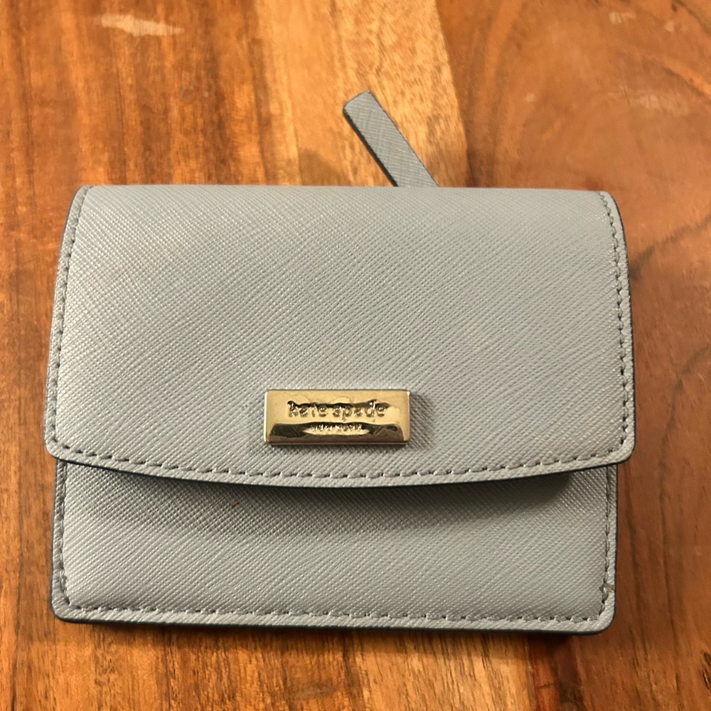 Kate Spade Light Blue Small Wallet with Flap Closure